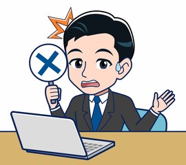 Young office worker man in a black suit