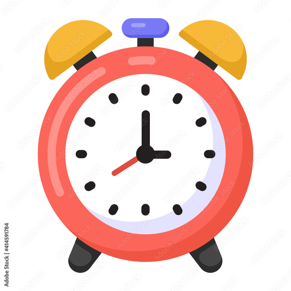 Wall mural an alarm clock icon in editable flat style, ringing clock