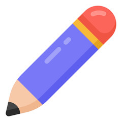 Writing tool icon, flat design of pencil 