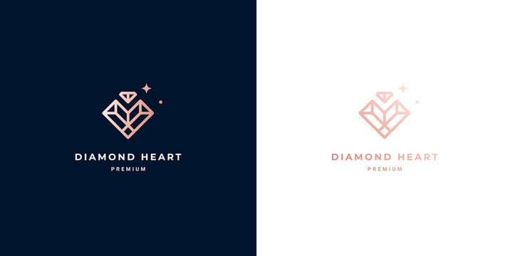 Luxurious diamond heart logo