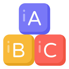 
Alphabetic blocks, kindergarten education vector in flat design.

