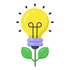  Leaves with light bulb, eco idea icon