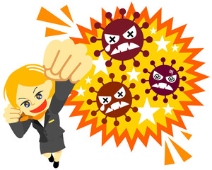 コロナに負けない金髪女性ホテルスタッフ