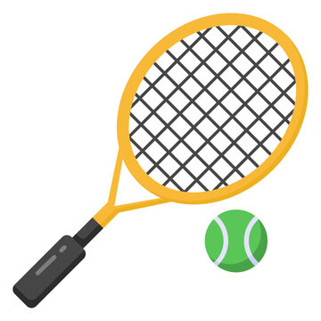 
Racket with ball, flat design of tennis icon

