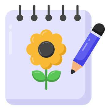 
Pen with paper denoting flat icon of sketching 


