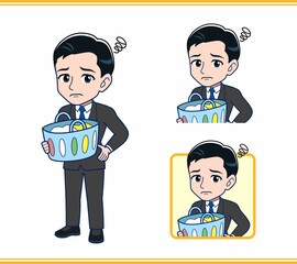 家事をするサラリーマンの男性