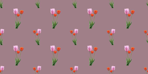 Beautiful seamless pattern with tulip flowers