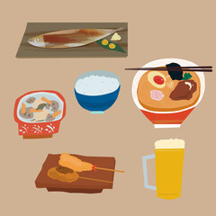 Japanese food lunch illustration 