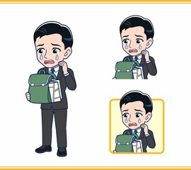 旅行の荷物を持ったサラリーマンの男性