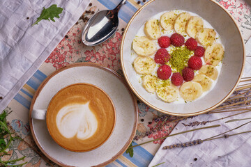 breakfast with yogurt and muesli