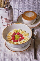 muesli with berries and milk