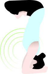 Vector illustration woman in beautiful Yoga pose, headstand exercise or salamba sirsasana pose, graphic design woman style in gym outfit, movement graphic. Isolated on white background.