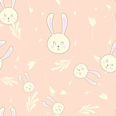 Obraz premium Lovely bunny easter pattern with simple floral flower graphic. Perfect for wallpaper, background, scrapbook and other creative projects