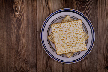 Passover holiday traditional celebration with kosher matzah unleavened bread of Jewish Pesach