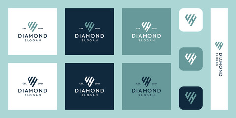 combination of the letters UH monogram logo with abstract diamond shapes. Hipster elements of typographic design. icons for business, elegance, and simple luxury. Premium Vectors.