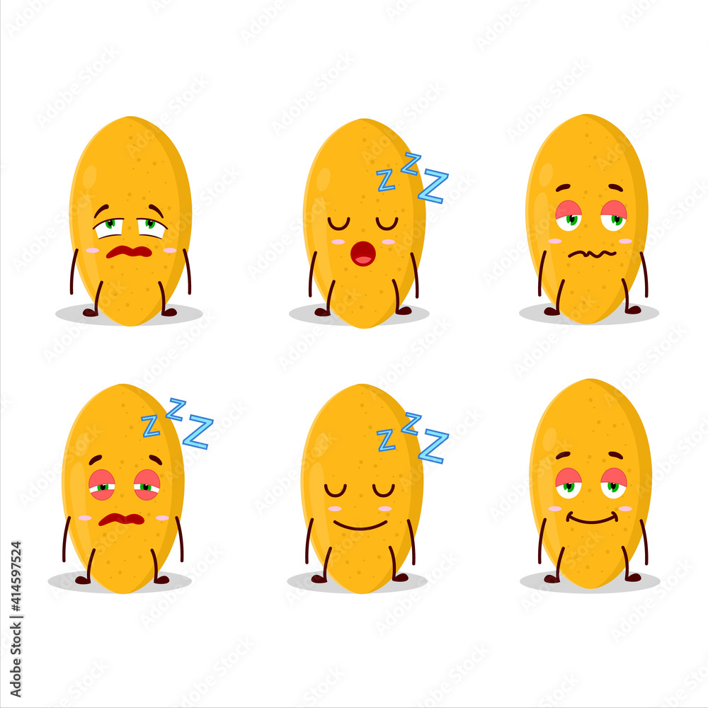 Poster cartoon character of curuba fruit with sleepy expression