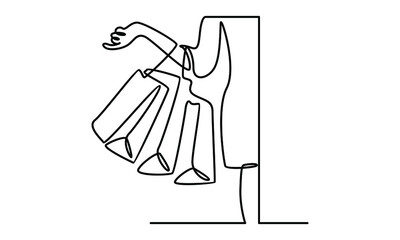 Continue line of shopping woman