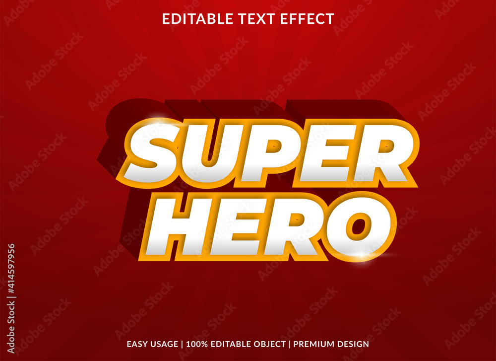 Poster super hero text effect template design with bold style and 3d concept use for business brand and log