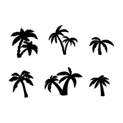Fototapeta na wymiar Isolated palm tree on the white background. palm Tree silhouettes. Tree hand drawn. Vector EPS 10.