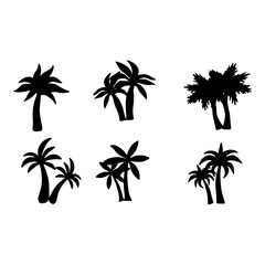 Fototapeta na wymiar Isolated palm tree on the white background. palm Tree silhouettes. Tree hand drawn. Vector EPS 10.
