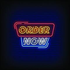 Order Now Neon Signs Style Text Vector