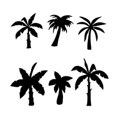 Isolated palm tree on the white background. palm Tree silhouettes. Tree hand drawn. Vector EPS 10.