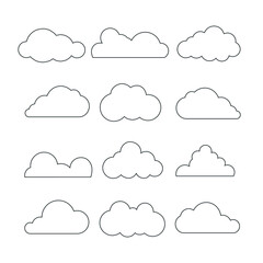 Set of Cloud Icons in trendy flat style isolated on white background. Cloud symbol for your web site design