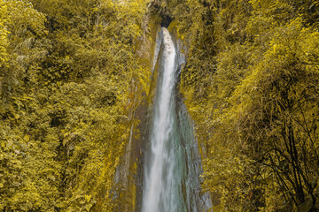 Fototapeta na wymiar Big cascade of the Mojanda Waterfalls near Quito, Ecuador.