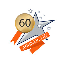 60 year anniversary celebration vector template design illustration