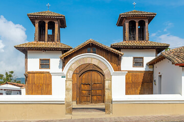 Church facade of the small town Perucho near Quito, Ecuador.