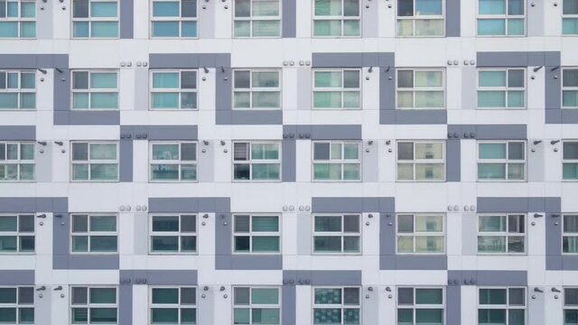 The building of residential complex close-up, urban geometry.