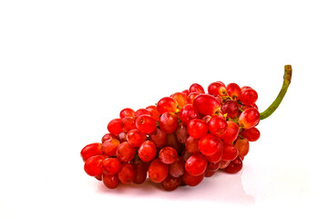 Red grapes, large bunch of fruits on white background