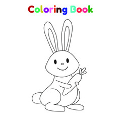 Animal Rabbit Coloring Book  For Kid Cartoon Illustration Vector