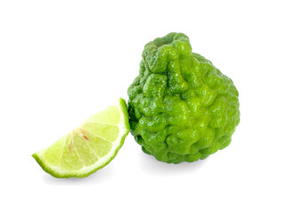 Fototapeta premium Bergamot fruit with cut in half isolated on white background