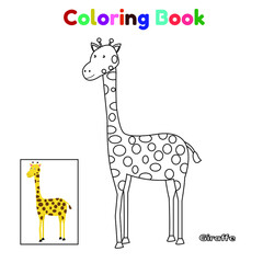 Animal Giraffe Coloring Book For Kid Cartoon Illustration Vector