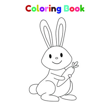 Animal Rabbit Coloring Book  For Kid Cartoon Illustration Vector