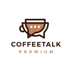 coffee talk chat bubble outline logo vector icon illustration