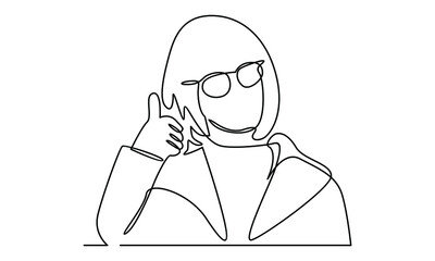 Continue line of woman with thumb up sign