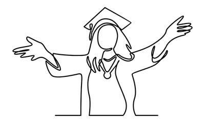 Continue line of graduation woman