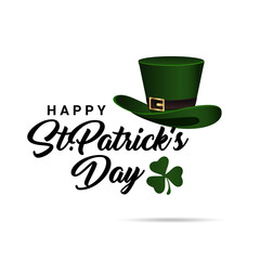 St. Patrick Day poster. Clover design elements with wishing lettering decoration. Vector illustration