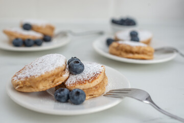 sweet home made pancakes with blueberries