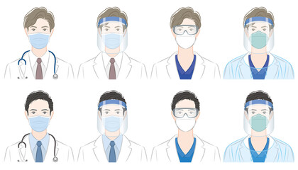 医者のベクターイラスト. ウイルスの感染対策. 医療従事者.