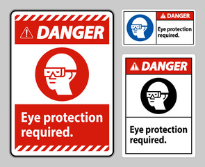 Danger Sign Eye Protection Required on white background