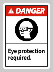 Danger Sign Eye Protection Required on white background