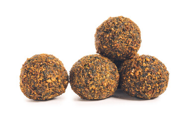 Tasty falafel balls on white background