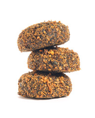 Tasty falafel balls on white background