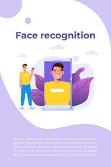 Biometric security identification, face recognition system concept. Vector illustration.