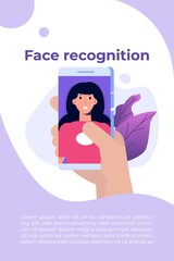 Biometric security identification, face recognition system concept. Vector illustration.