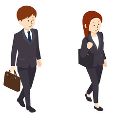 通勤中の人物のイラスト