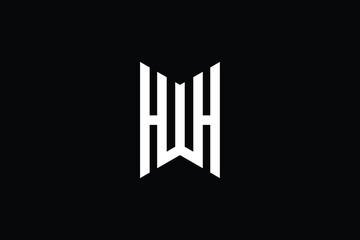 HW logo letter design on luxury background. WH logo monogram initials letter concept. HW icon logo design. WH elegant and Professional letter icon design on black background.  H W WH HW
